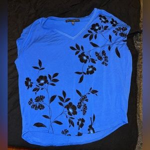 White House Black Market Floral Blue Top